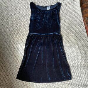 navy blue velvet a-line dress
